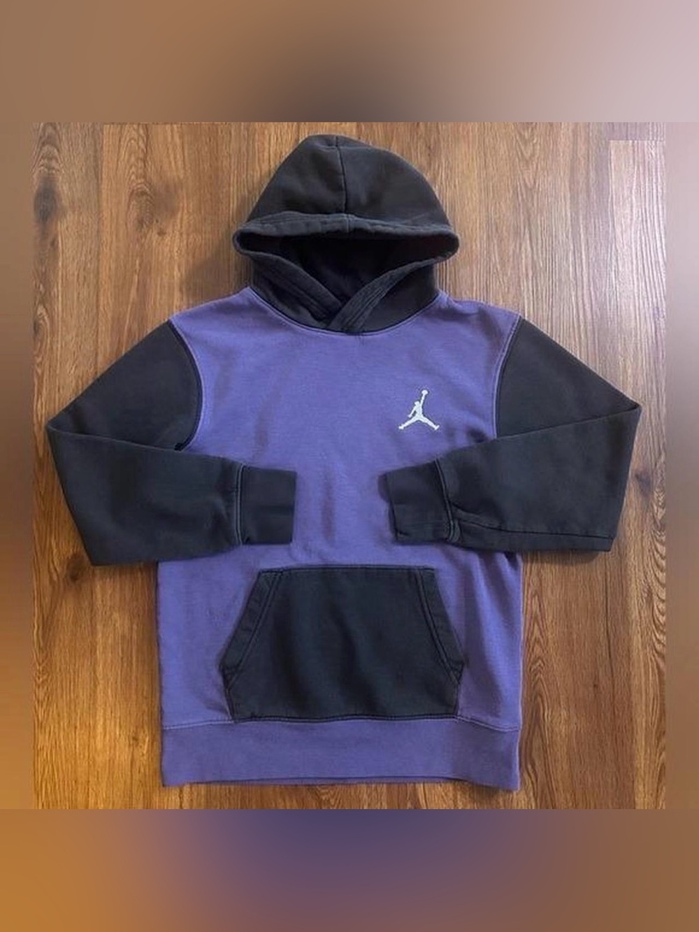 Jordan Kids Purple and Black Hoodie with White Embroidered Logo